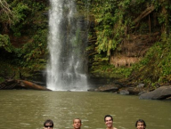 Rafael, Hugo, Tácio and Vinícius during bathing near Ponte Novo